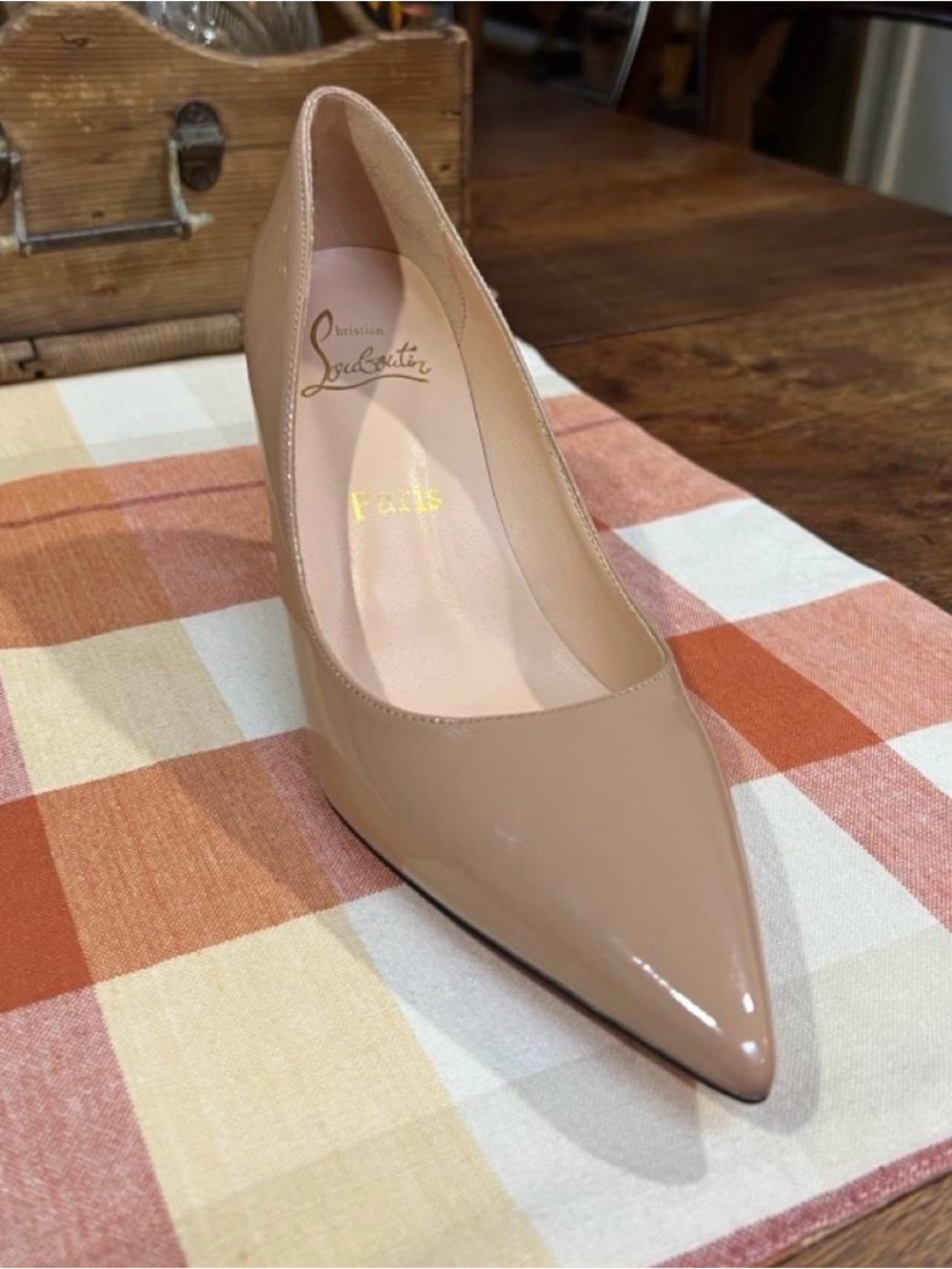 Christian Louboutin Nude Patent Pointed-Toe Pump